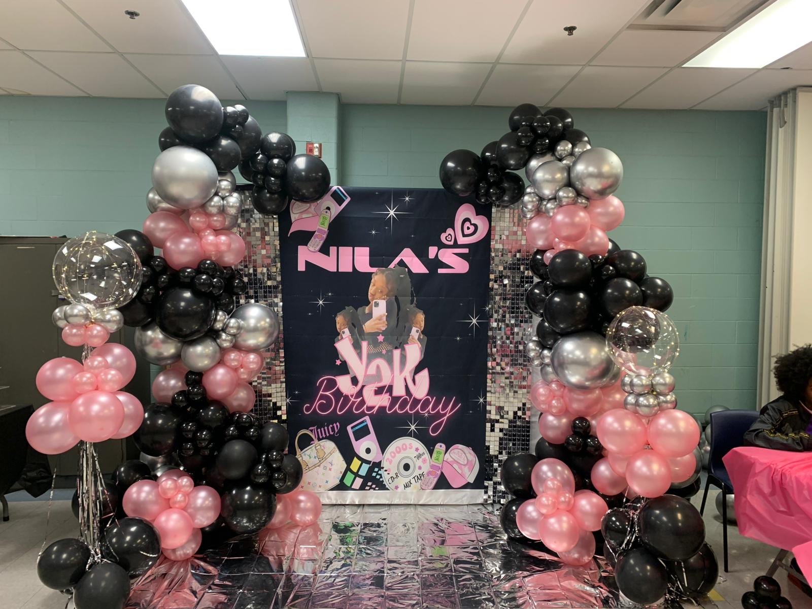 Y2K themed birthday backdrop
