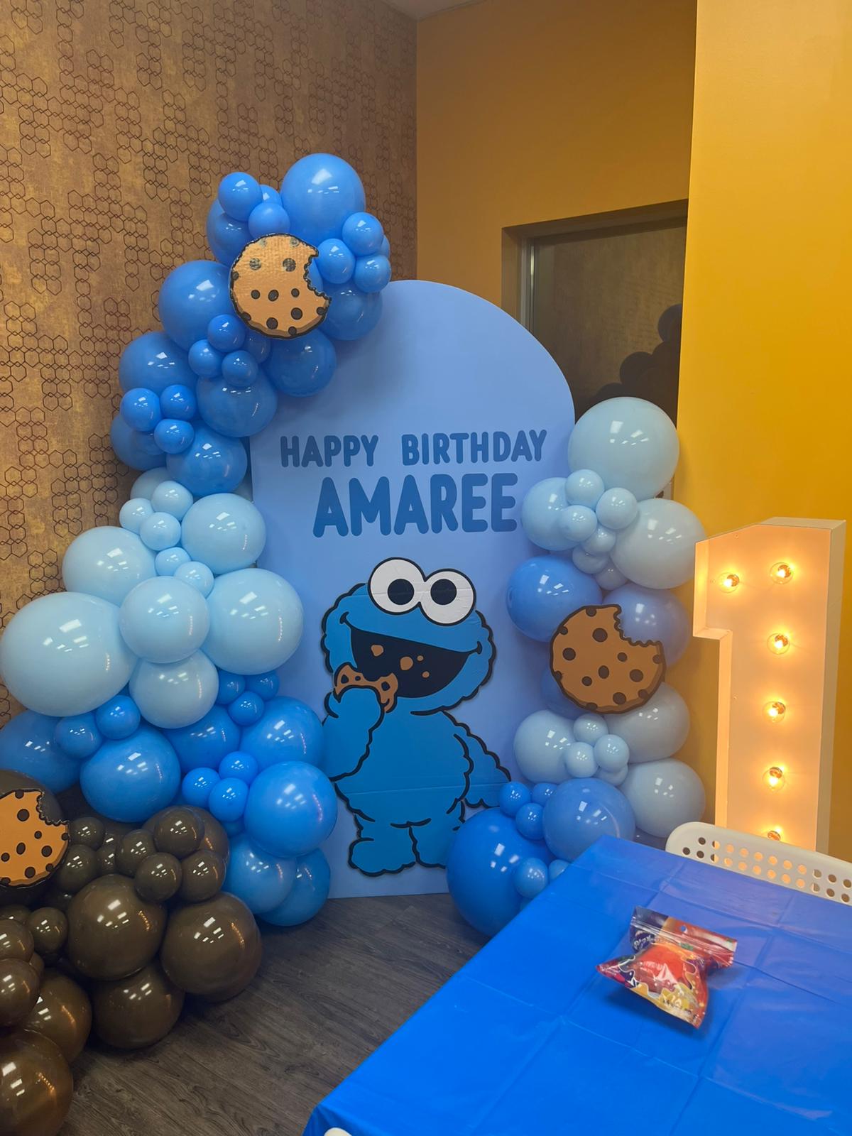 Cookie Monster first birthday backdrop